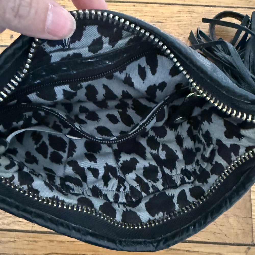 Betsey Johnson Black Leather Crossbody Bag with Tassel and Studs - Picture 3 of 5